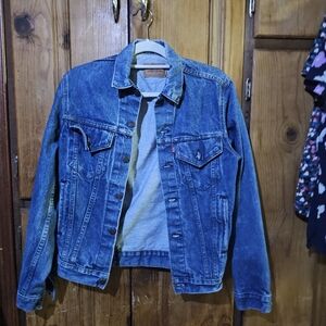 Vtg Levi Jean Jacket 71506-0214 Size 38L Denim Trucker Red Tag